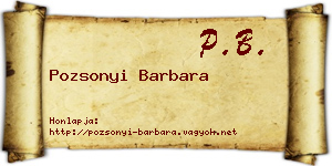 Pozsonyi Barbara névjegykártya